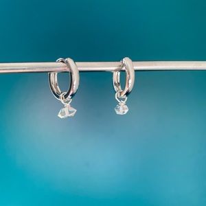 24k white gold filled Herkimer Diamond Huggies